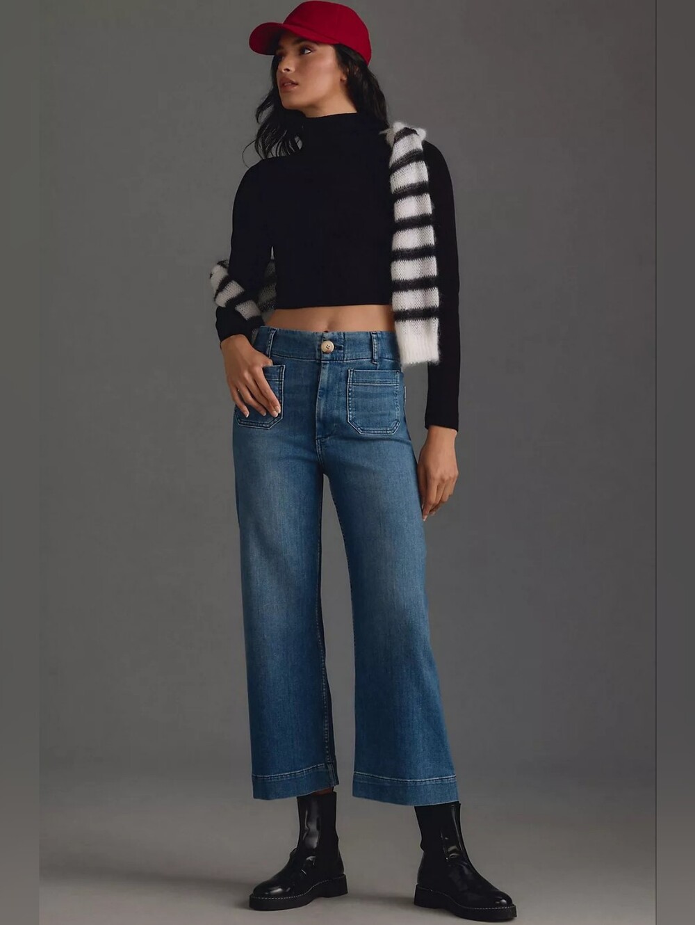 Maeve 28T Colette Crop High-Rise Wide-Leg Jean 28T Anthropologie Denim